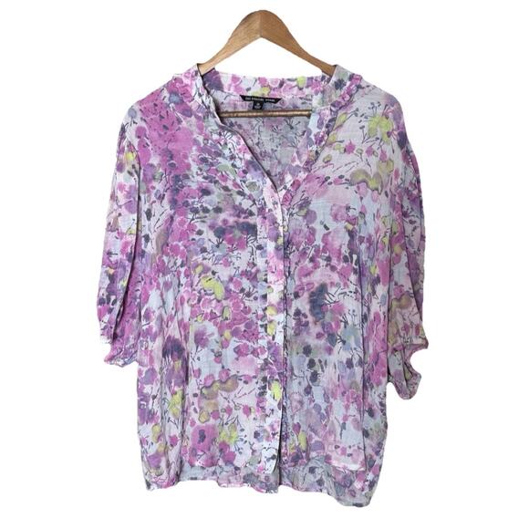 Zac & Rachel Blouse Womens‎ 2X WaterColor Floral Bell Sleeve Lightweight Fairy - Picture 1 of 9